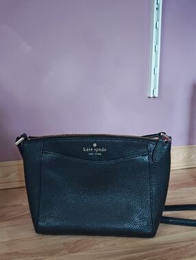 kate spade Black Pebbled Leather Crossbody with Front Slip Pocket